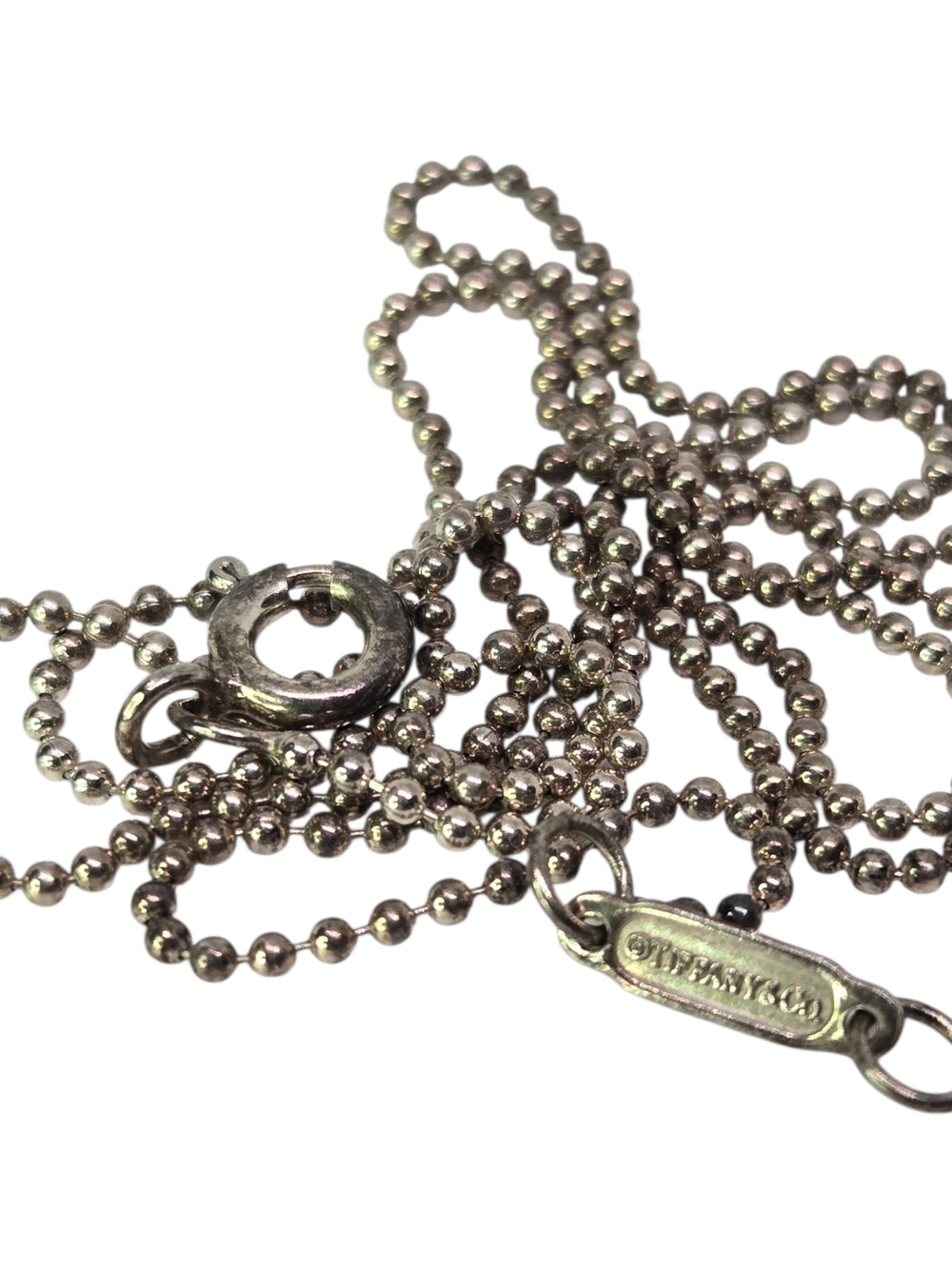 Tiffany & Co. Silver Bead Ball Chain Necklace with Tag